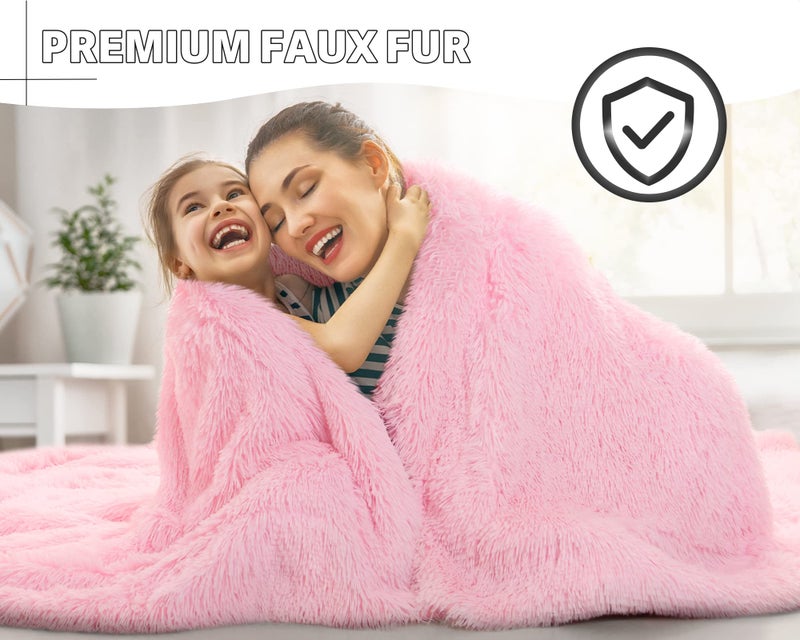 BENRON Baby Pink Throw Blankets, Soft Shaggy Plush Sherpa Blankets, Cozy Lightweight Fluffy Faux Fur Blankets for Bed Couch Sofa Washable, 60"x80" - Image 2